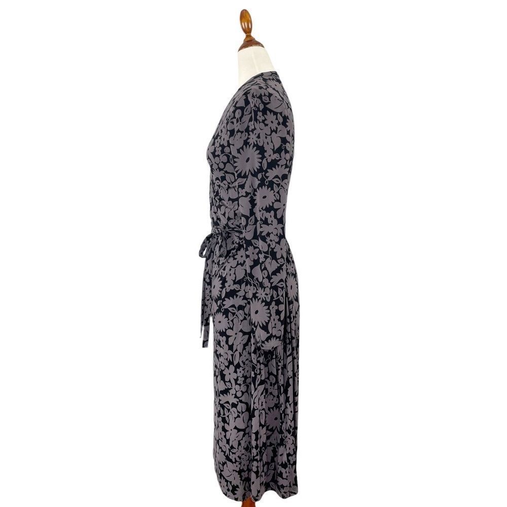 Boden Soft Jersey Long Sleeve Wrap Dress Purple Grey Size 6 Long - Picture 3 of 8